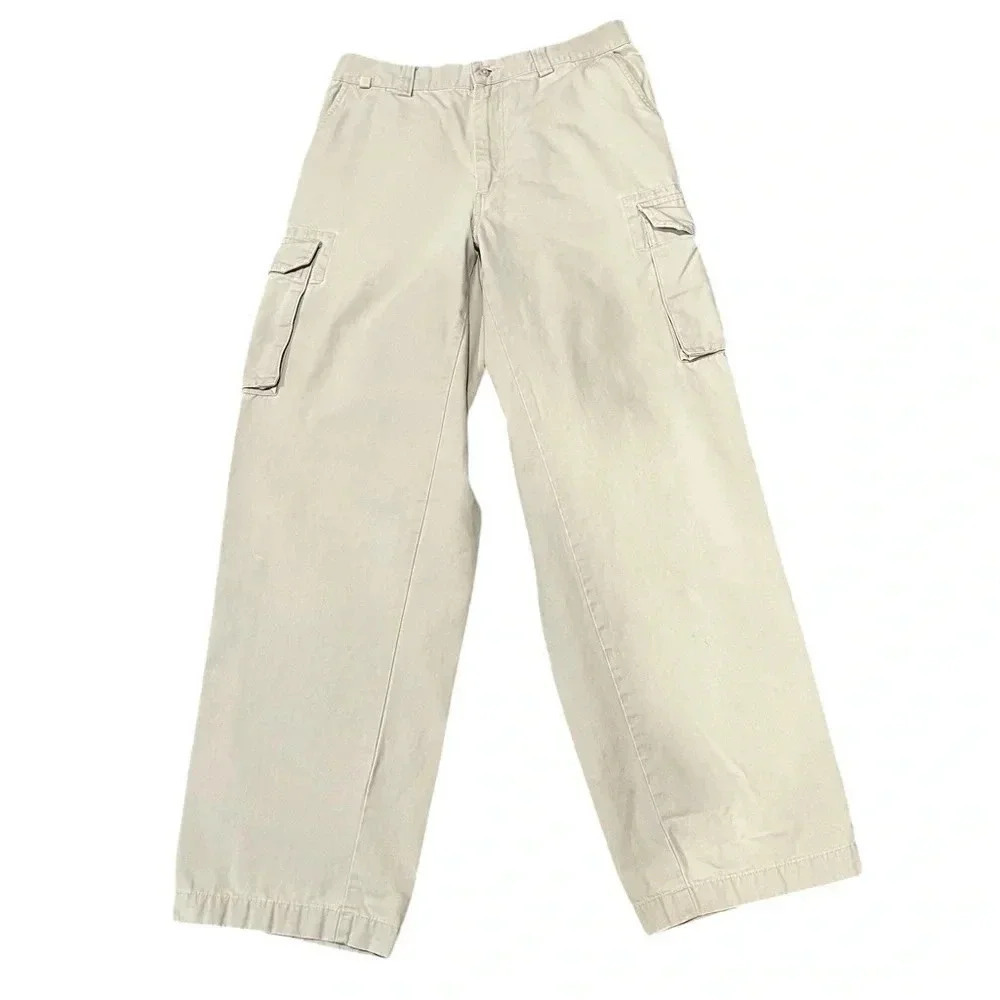 Vintage Y2K GAP Mens Khaki Tan Canvas Twill Cargo Pants size 33x34